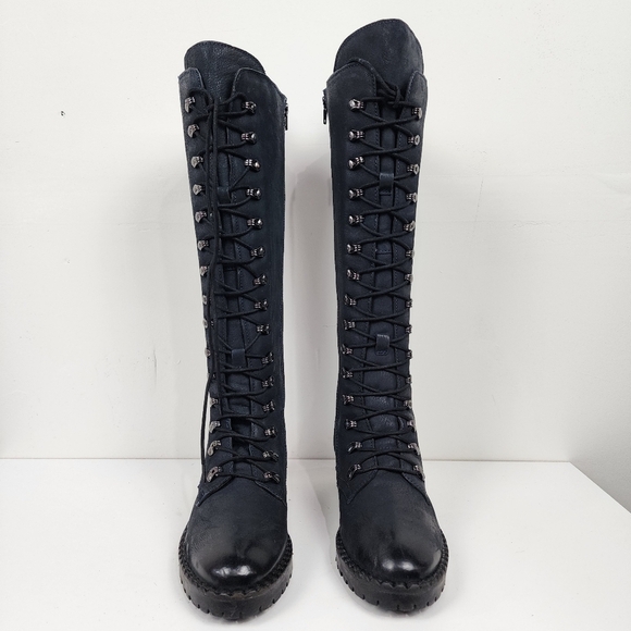 Vintage Foundry Co Blue Lace Up Boots with Chunky Heel, Size 8, New Nwob - Picture 3 of 8